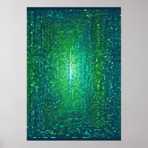 Binary Code Network Programmer Developer Sticker Poster