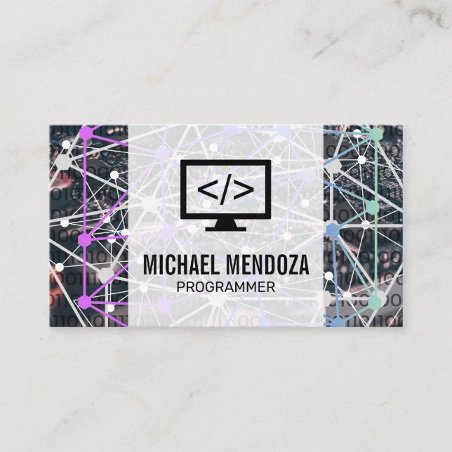 Binary Code | Network | Tech Business Card (Front)