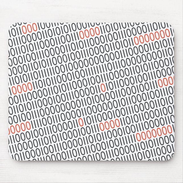 Binary Code Pattern Black Red on any Colour Mouse Pad (Front)