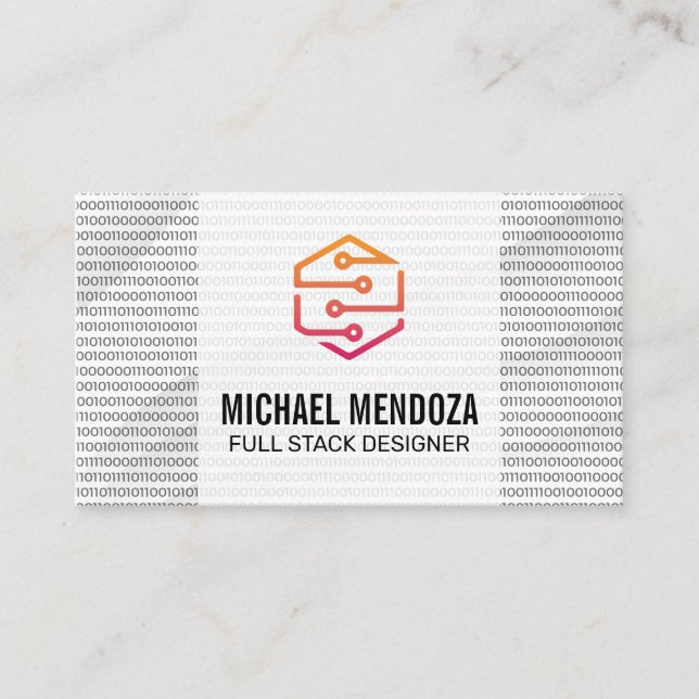 Binary Code | Programming Tech Logo Business Card (Front)