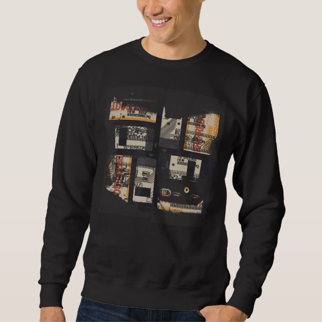 Binary Code Retro Computer Glitch Geek Programmer  Sweatshirt (Front)