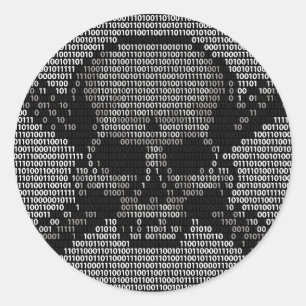 Binary Code Skull and Crossbones Classic Round Sticker