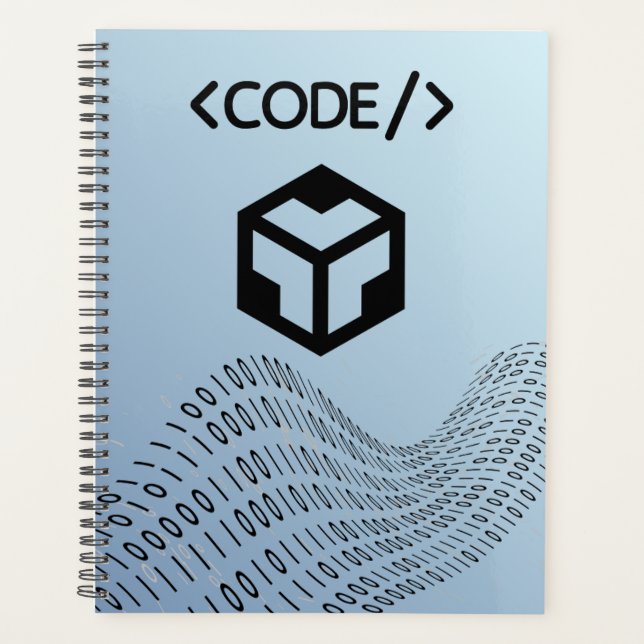 Binary code Spiral Planner– Modern Design Planner (Front)