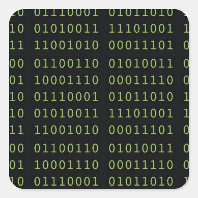Binary Code Square Sticker (Front)