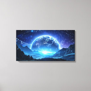 Binary code world canvas print