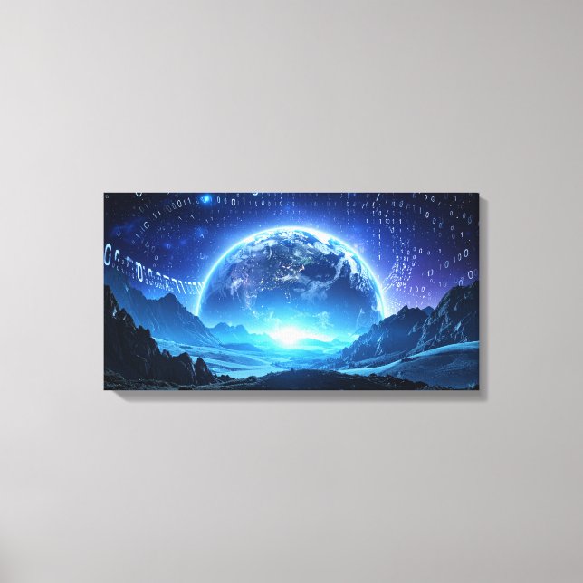 Binary code world canvas print (Front)