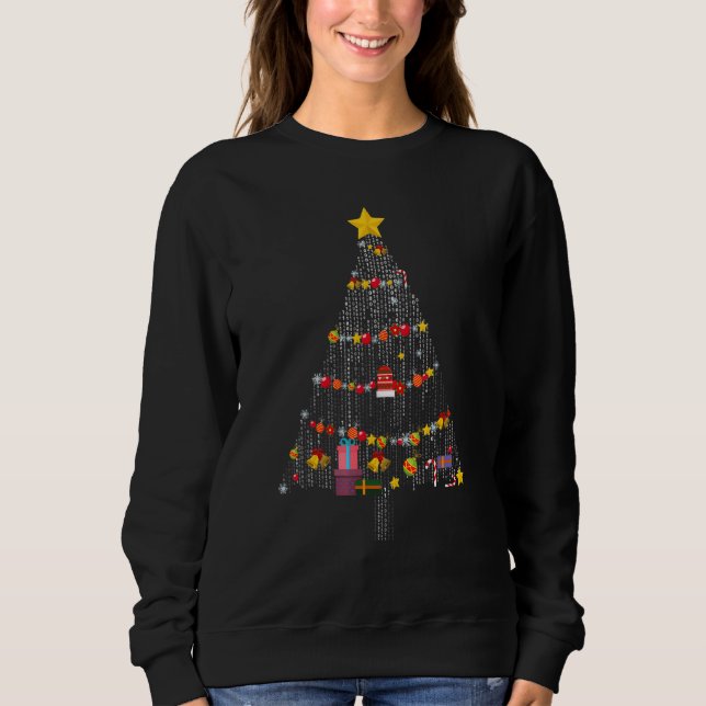 Binary Coding Computer Programmer Christmas Tree X Sweatshirt (Front)