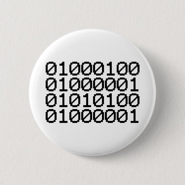 BINARY DATA 6 CM ROUND BADGE (Front)