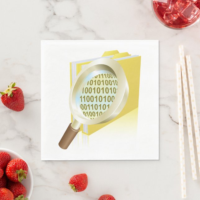 Binary Data Magnifying Glass Digital File Search  Napkin (Creator Uploaded)