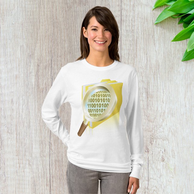 Binary Data Magnifying Glass Digital File Search  T-Shirt (Creator Uploaded)