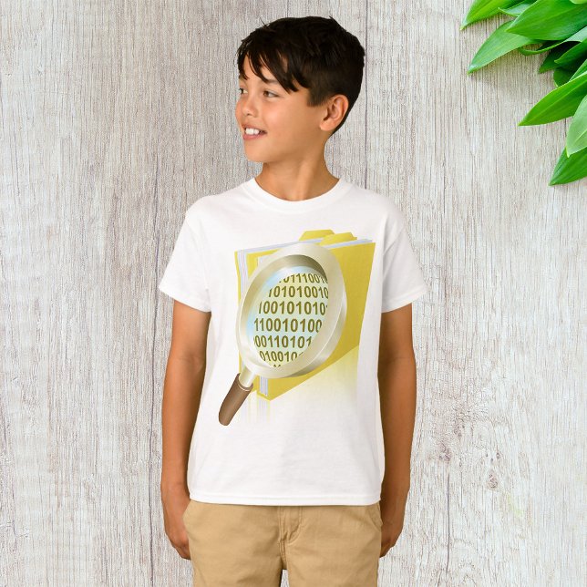 Binary Data Magnifying Glass Digital File Search  T-Shirt (Creator Uploaded)
