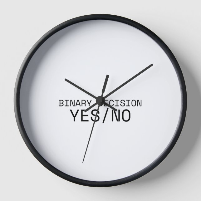 Binary Decision Yes No Minimalist Technical Wall  Clock (Front)