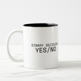Binary Decision Yes No Minimalist Two-Tone Coffee Mug