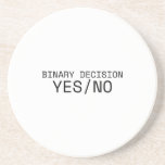 Binary Decision Yes No Minimalist Typewriter  Coaster<br><div class="desc">Protect your surface,  define your choice. Sandstone coaster with high-contrast typewriter typography to keep your workspace clean and your logic uninterrupted.</div>