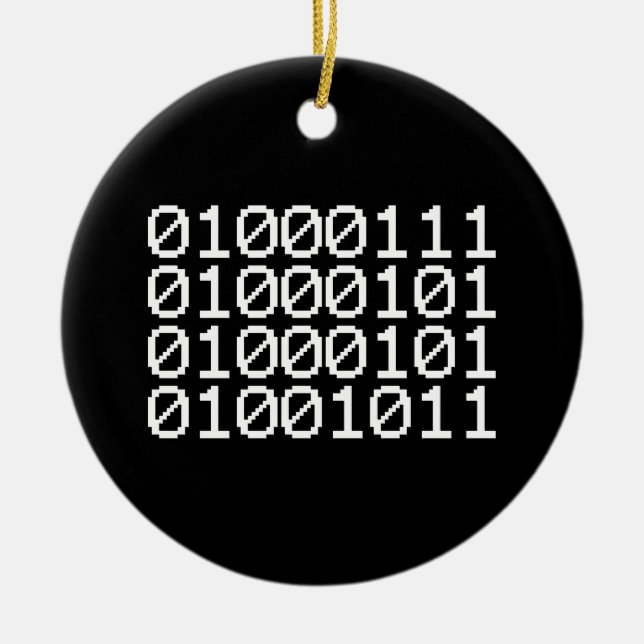 BINARY GEEK CERAMIC TREE DECORATION (Front)