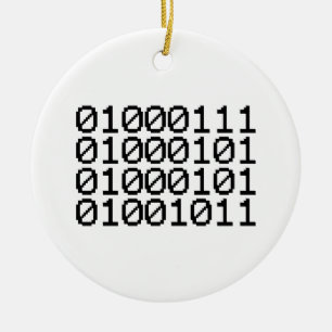 BINARY GEEK CERAMIC TREE DECORATION