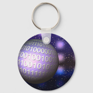 Binary Globe Key Ring