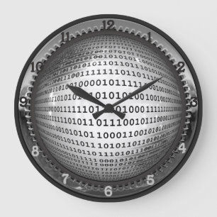 Binary Globe Large Clock
