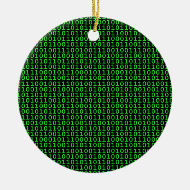 Binary Green Ceramic Tree Decoration (Front)