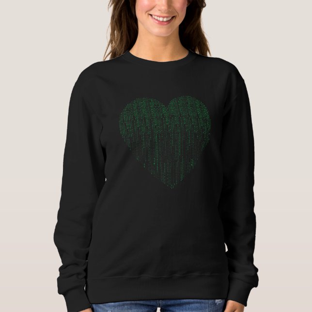 Binary Heart Coding Computer Programmer Software C Sweatshirt (Front)