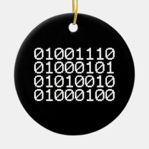BINARY NERD CERAMIC TREE DECORATION