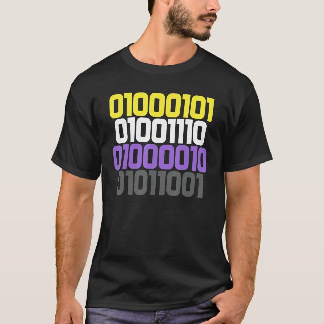 Binary Number With Enby Flag Colour Nonbinary LGBT T-Shirt (Front)