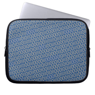 Binary Numbers Grey Pattern Blue on any Colour Laptop Sleeve