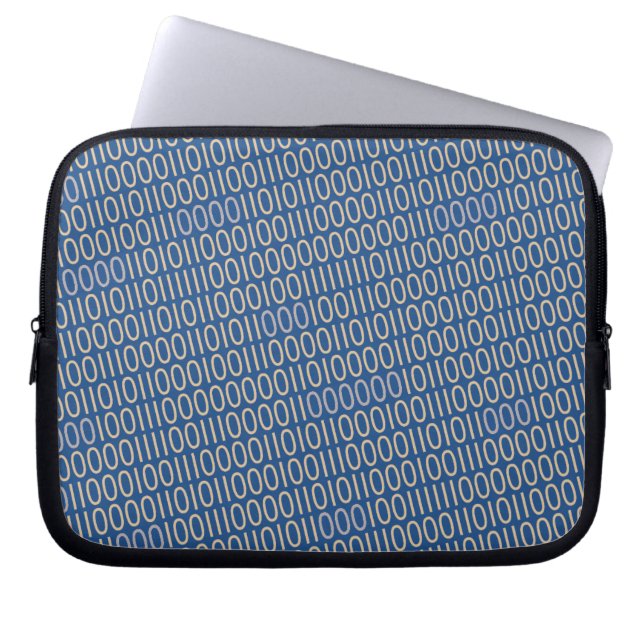 Binary Numbers Grey Pattern Blue on any Colour Laptop Sleeve (Front)