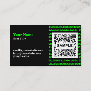 Binary QR Code Business Card - Monochrome Green