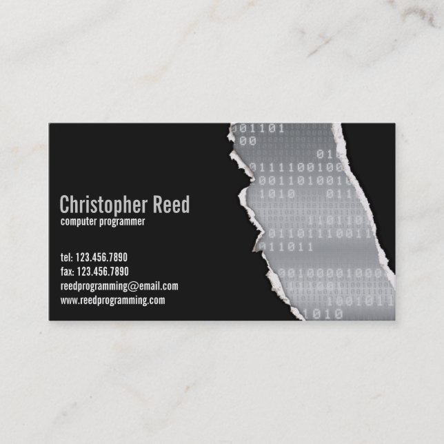 Binary Rip - Grey Business Card (Front)