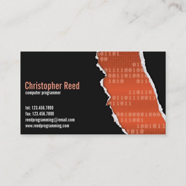 Binary Rip - Orange Business Card (Front)
