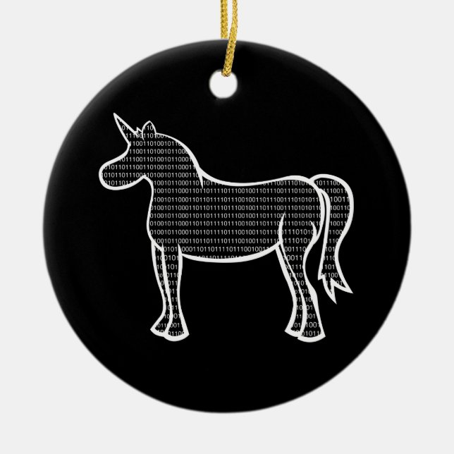 Binary Unicorn Ceramic Tree Decoration (Front)