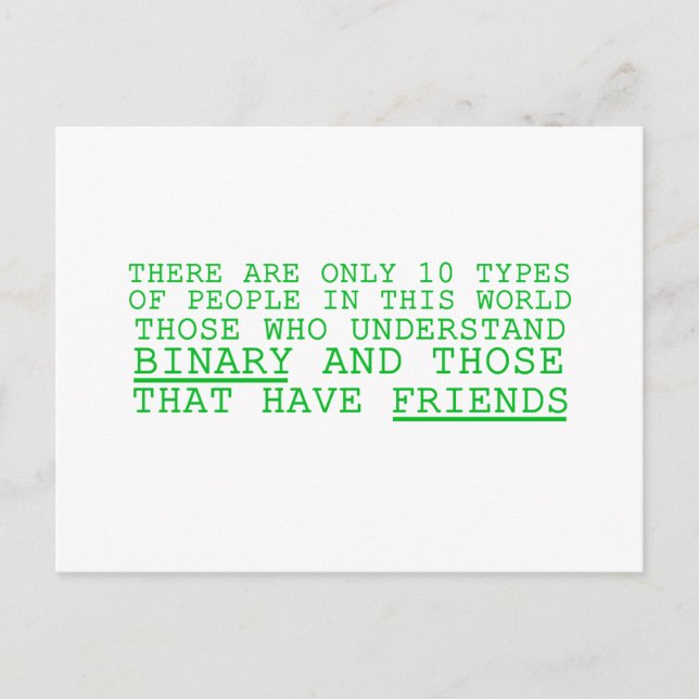 Binary vs. Friends Postcard (Front)