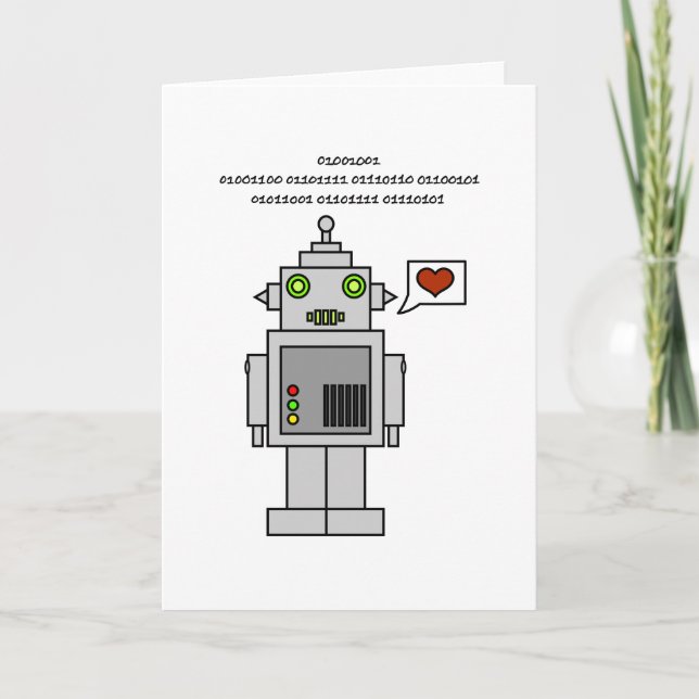 Binary with Robot - I love you Holiday Card (Front)