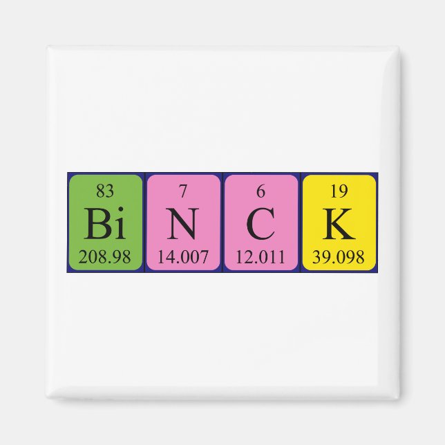 Binck periodic table name magnet (Front)