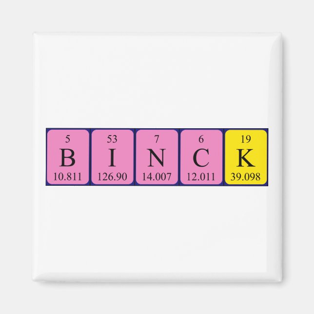 Binck periodic table name magnet (Front)