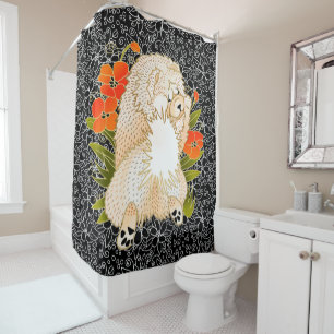 BINDI MINGSIE cream chow shower curtain