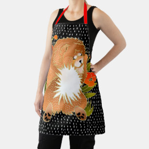 BINDI MINGSIE Red  Chow All-Over Print Apron