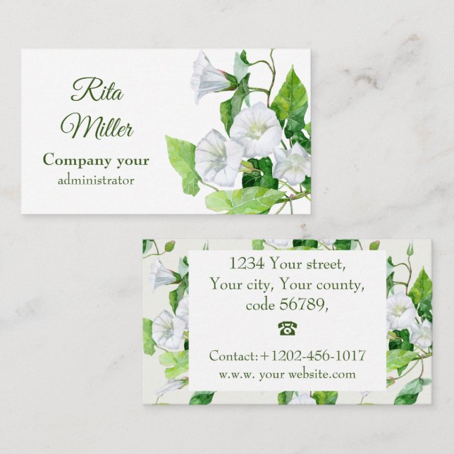 Bindweed white flower business card (Front/Back)