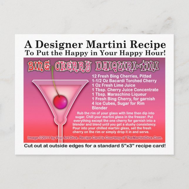 Bing Cherry Daiquiri Martini Recipe Postcard (Front)