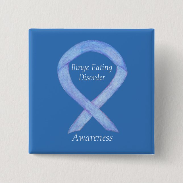 Binge Eating Disorder Awareness Ribbon Custom Pin (Front)