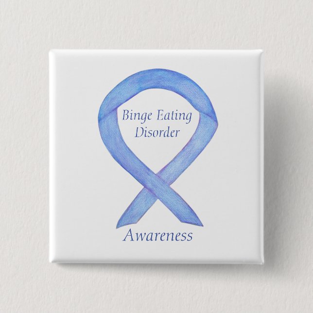 Binge Eating Disorder Awareness Ribbon Custom Pin (Front)