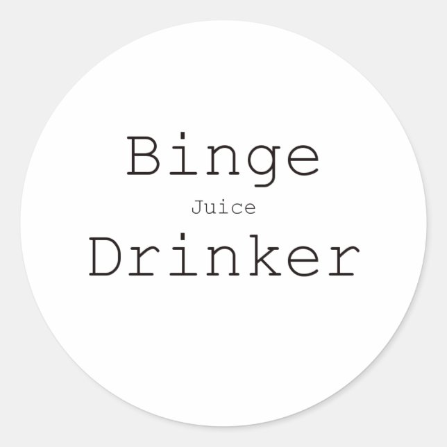 Binge Juice Drinker Black Blue Red Classic Round Sticker (Front)