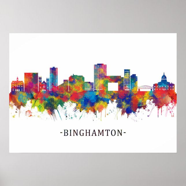 Binghamton New York Skyline Poster (Front)