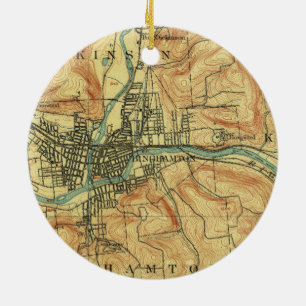 Binghamton NY Vintage Map Ceramic Tree Decoration
