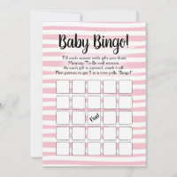Bingo Baby Shower Game Pink White