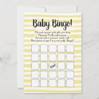 Bingo Baby Shower Game Yellow White