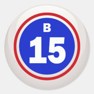 BINGO BALL B-15 CLASSIC ROUND STICKER
