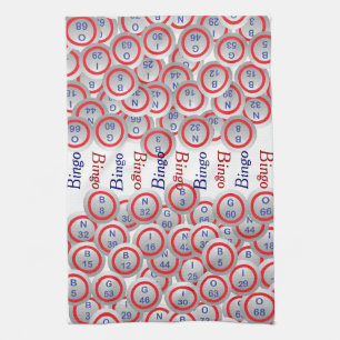 Bingo Balls BINGO Red White and Blue Tea Towel