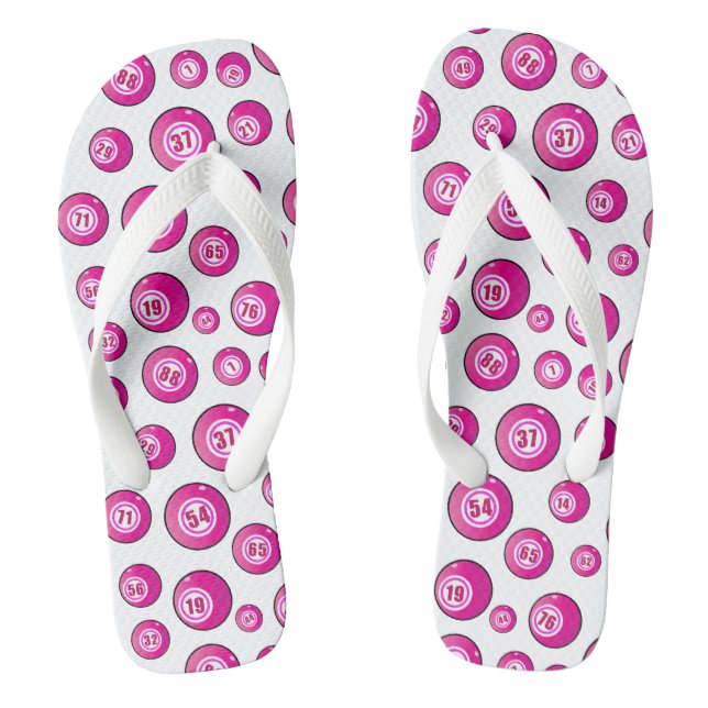 Bingo Balls Fun Pink and White Jandals (Footbed)